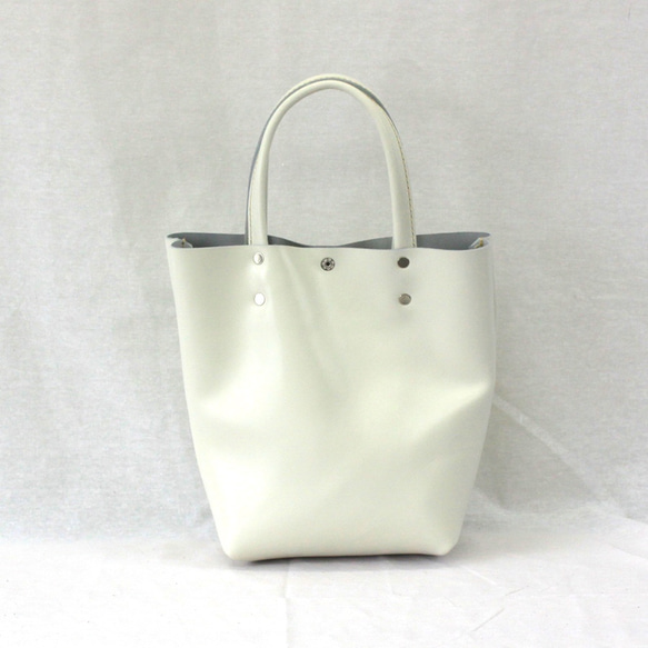 本革ハンドバッグ　オフホワイト　Hand bag off white leather 6枚目の画像