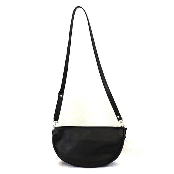 本革　半月ショルダーバッグ　黒　Halfmoon leather shoulder bag black 7枚目の画像