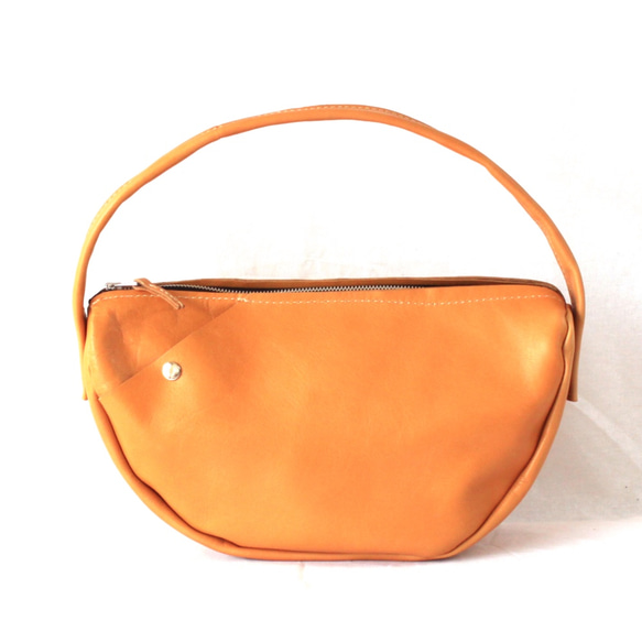 本革　半月ハンドバッグ　キャメル　Halfmoon leather shoulder bag camel 3枚目の画像