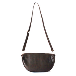 本革　半月ショルダーバッグ　焦茶　Halfmoon leather shoulder bag dark brown 5枚目の画像