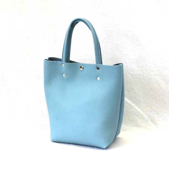 本革ハンドバッグ スカイブルー　Hand bag Skyblue 1枚目の画像