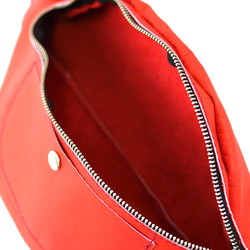 本革 ウエストポーチ 赤  Leather waist pouch red 6枚目の画像