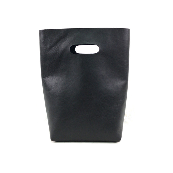 本革 シンプル ハンドバッグ  黒 Simple Leather hand bag black 2枚目の画像