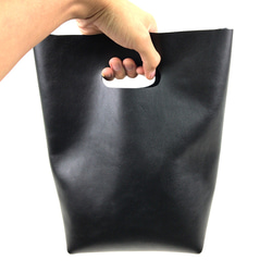 本革 シンプル ハンドバッグ  黒 Simple Leather hand bag black 5枚目の画像