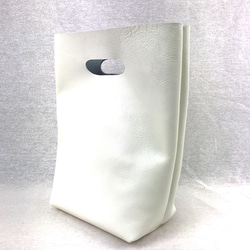 本革 シンプル ハンドバッグ オフホワイト Simple Leather hand bag off-white 1枚目の画像