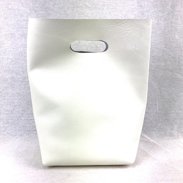 本革 シンプル ハンドバッグ オフホワイト Simple Leather hand bag off-white 2枚目の画像