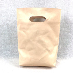本革 シンプル コスモス　ハンドバッグ  ヌメ革  Simple Leather hand bag natural 4枚目の画像