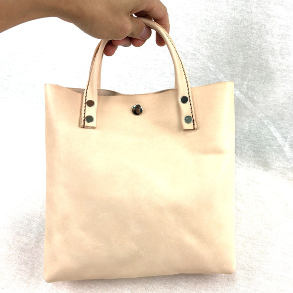 本革 ランチバッグ ナチュラル 　Leather lunch bag Natural 5枚目の画像