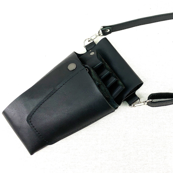 本革シザーケース　黒　Scissors case black leather 2枚目の画像