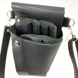 本革シザーケース　黒　Scissors case black leather 3枚目の画像