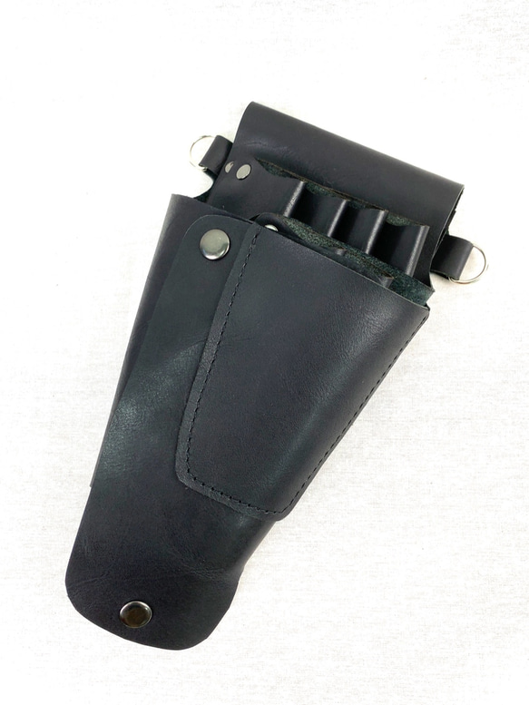 本革シザーケース　黒　Scissors case black leather 8枚目の画像