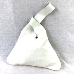 本革 三角ポーチ オフホワイト Leather triangle pouch off white 2枚目の画像