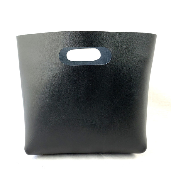 本革 シンプルハンドバッグ 黒 ショート Simple Hand bag short black 2枚目の画像