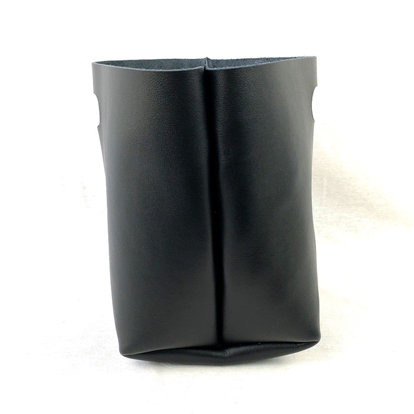 本革 シンプルハンドバッグ 黒 ショート Simple Hand bag short black 3枚目の画像