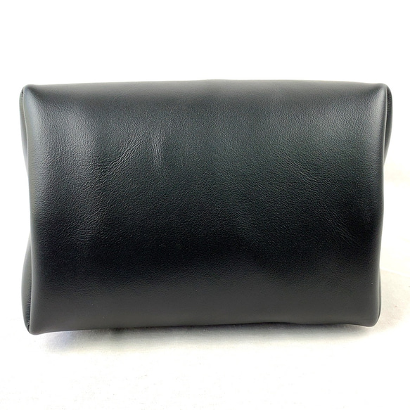 本革 シンプルハンドバッグ 黒 ショート Simple Hand bag short black 4枚目の画像