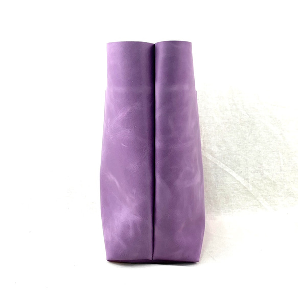 本革 シンプル ハンドバッグ ライラック Simple Leather hand bag lilac 2枚目の画像