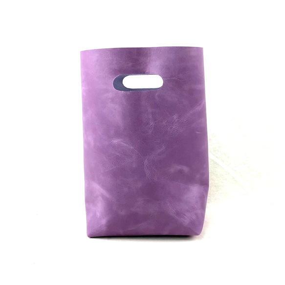 本革 シンプル ハンドバッグ ライラック Simple Leather hand bag lilac 4枚目の画像