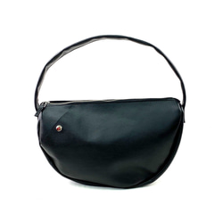 本革　半月ハンドバッグ　黒　Half-moon leather handbag black 3枚目の画像