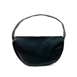 本革　半月ハンドバッグ　黒　Half-moon leather handbag black 4枚目の画像