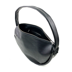 本革　半月ハンドバッグ　黒　Half-moon leather handbag black 7枚目の画像
