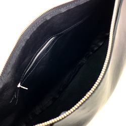 本革　半月ハンドバッグ　黒　Half-moon leather handbag black 8枚目の画像