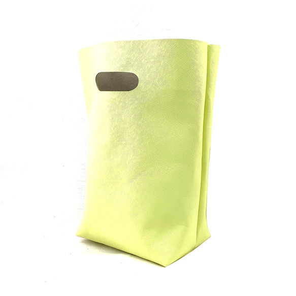 本革 シンプル ハンドバッグ レモンイエロー  Simple Leather hand bag lemon yellow 1枚目の画像
