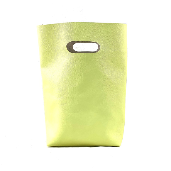 本革 シンプル ハンドバッグ レモンイエロー  Simple Leather hand bag lemon yellow 3枚目の画像