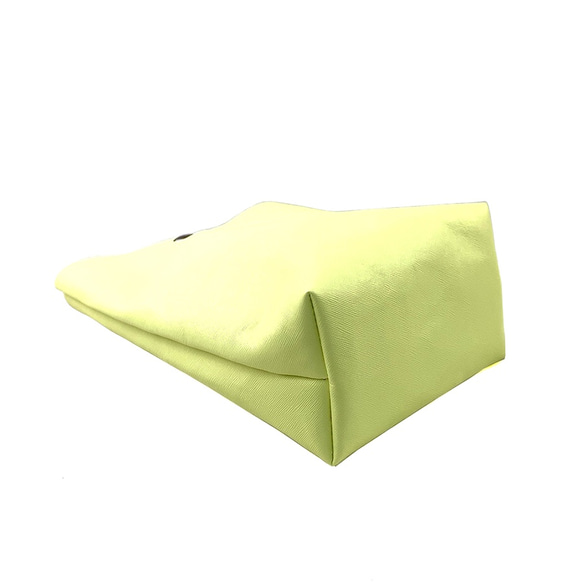 本革 シンプル ハンドバッグ レモンイエロー  Simple Leather hand bag lemon yellow 4枚目の画像