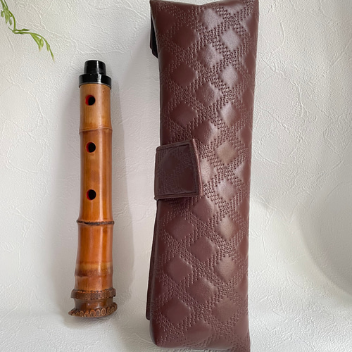 尺八袋　2分割用　御所車と花々　帯リメイク　ハンドメイド 尺八袋 2分割用 御所車と花々 帯リメイク ハンドメイド その他