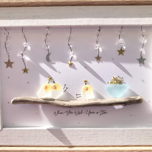 シーグラス アート 《小鳥の星集め》 その他アート K.I.N.O