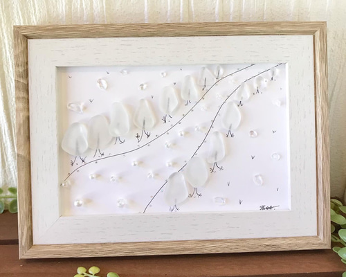 シーグラス 天然石アート 《ホワイトロード》 その他アート K.I.N