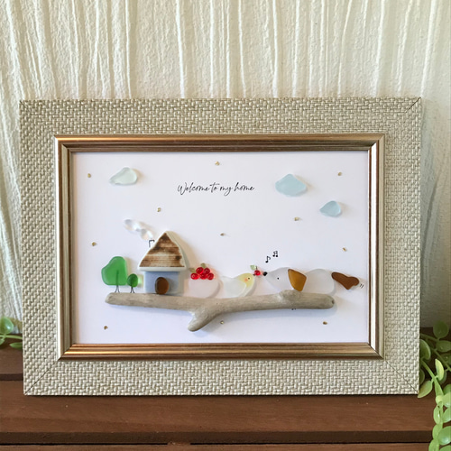 kanon　オーダー受付　シーグラス／天然石／フレームアート／／手描き kanon オーダー受付 シーグラス／天然石／フレームアート／壁掛け