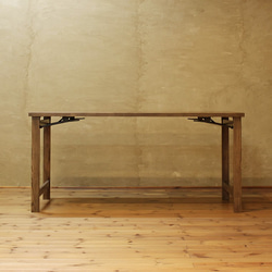 折り畳みダイニングテーブル　ウォールナット色　 150x75x70　大川市　WAプラス　受注生産品 2枚目の画像