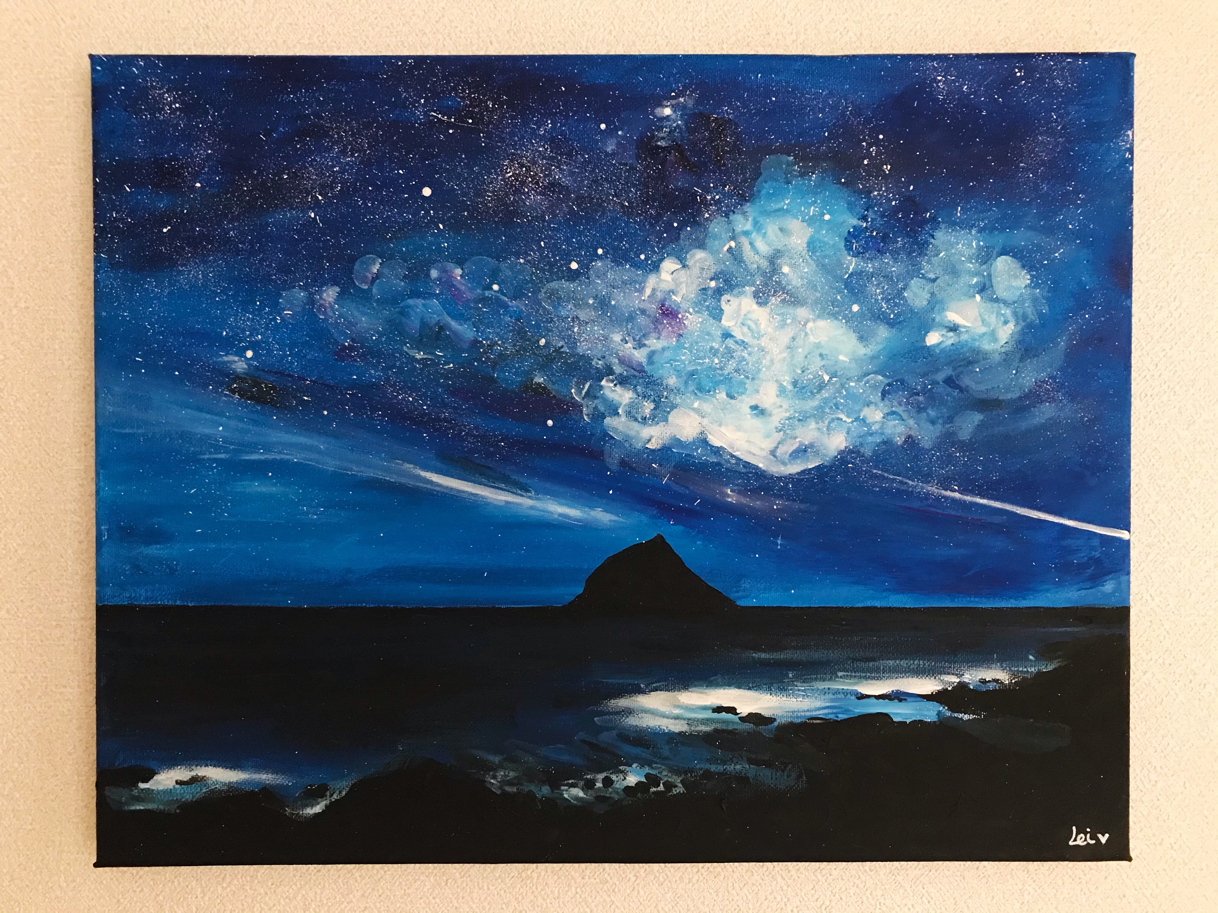 送料無料 ギフト 絵画　星空 絵画+タペストリー