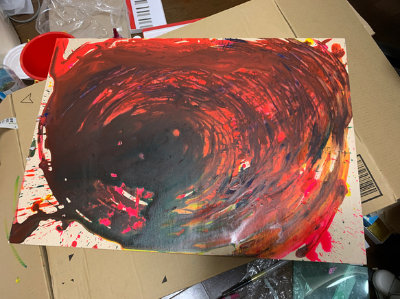 セール✨天然石細工の絵画（69cm) 宝石絵 木額縁 美術工芸品