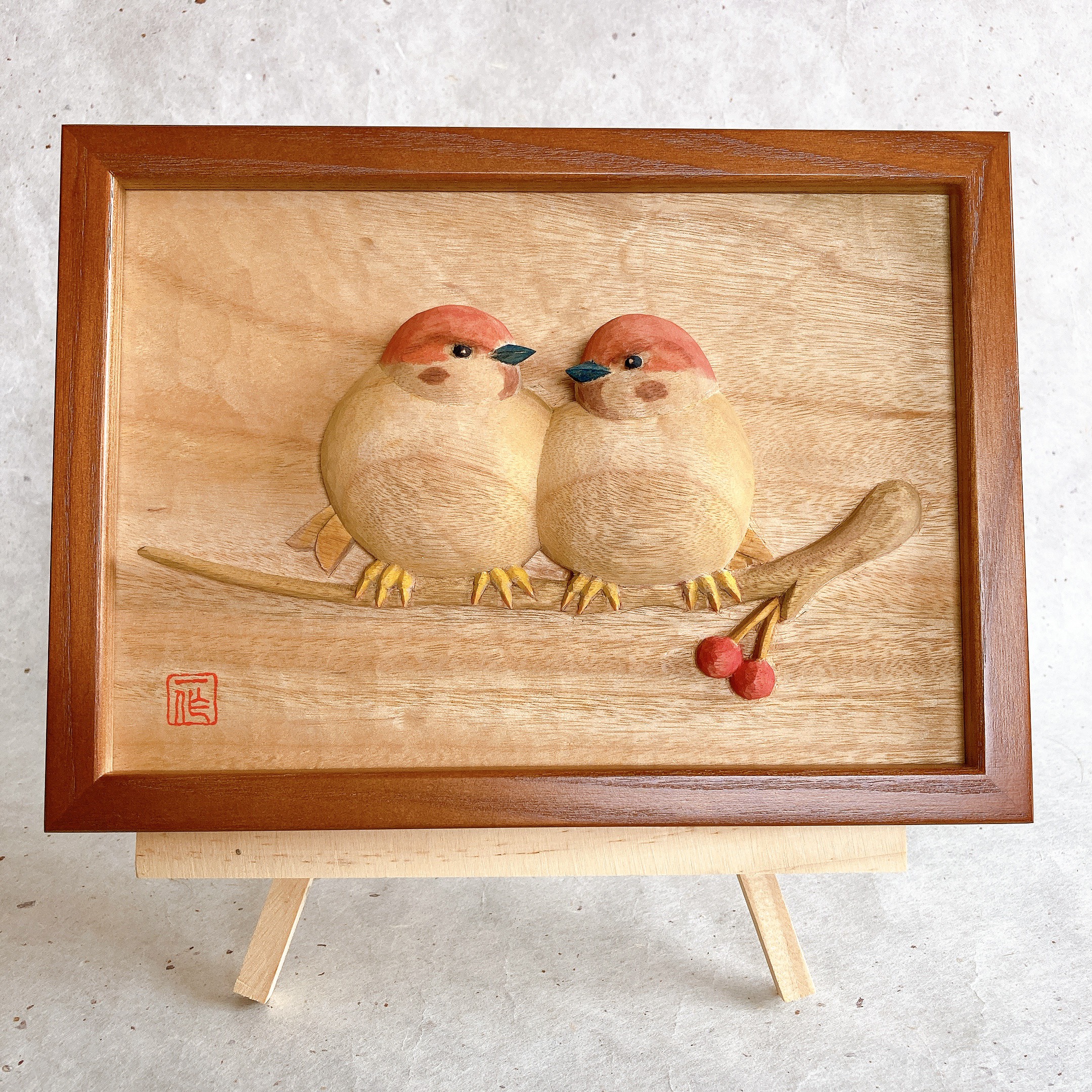 福良雀 木彫レリーフ 彫刻 hana hana 通販 12012360｜Creema(クリーマ)