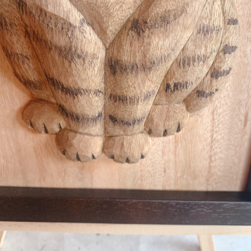 キジトラ猫 木彫りレリーフ 彫刻 hana hana 通販 12052311｜Creema