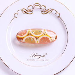 シトラスゼリーのバレッタ ピンクグレープフルーツ 2枚目の画像