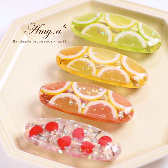 シトラスゼリーのバレッタ ピンクグレープフルーツ 3枚目の画像