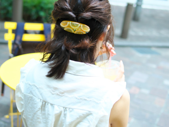 シトラスゼリーのバレッタ ピンクグレープフルーツ 4枚目の画像