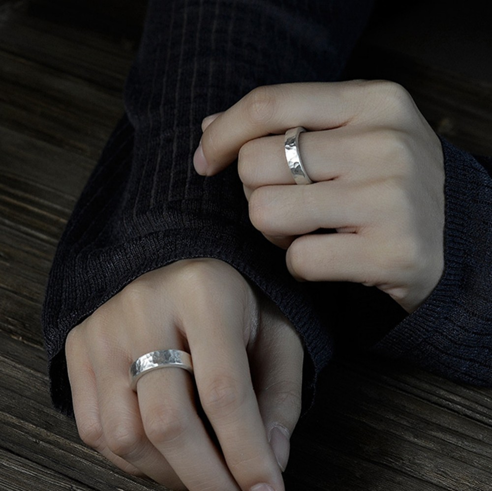 925シルバーウェーブドットハンマーパターン手作り不規則な鼓動クレーター