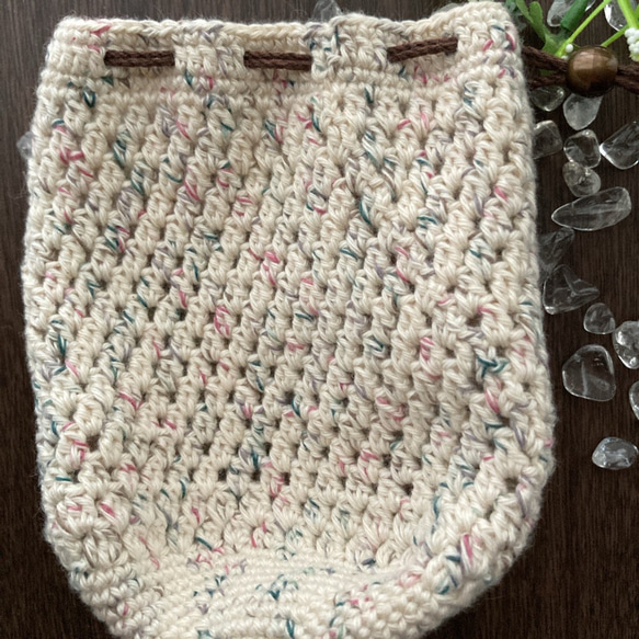 毛糸の巾着袋〜シンプル模様編み〜 3枚目の画像