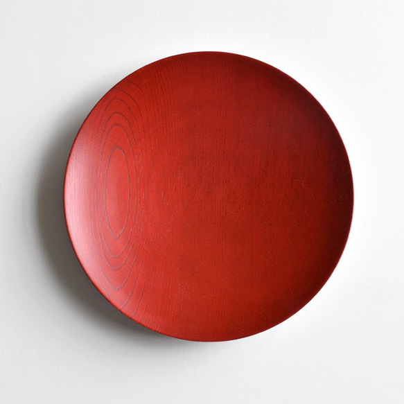 MOKU 丸皿 赤スリ 小　木製漆塗りのお皿 3枚目の画像