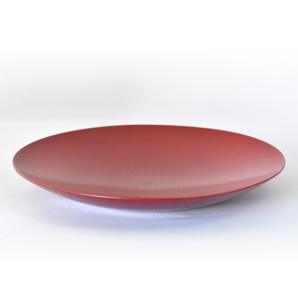 MOKU 丸皿 赤スリ 大　木製漆塗りのお皿 1枚目の画像