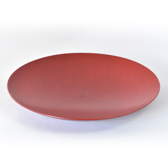 MOKU 丸皿 赤スリ 大　木製漆塗りのお皿 2枚目の画像