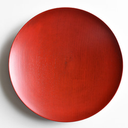 MOKU 丸皿 赤スリ 大　木製漆塗りのお皿 3枚目の画像