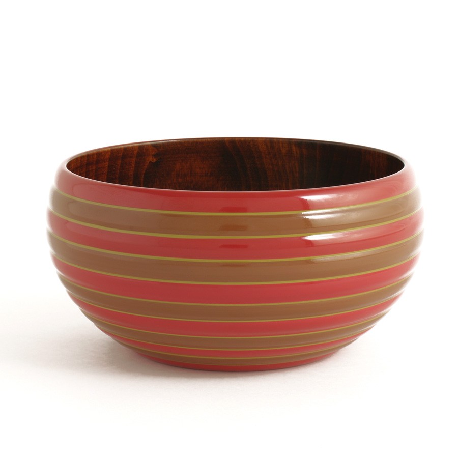 KOMA ボウル 雀（ピンク）　木製漆塗り デザート・シリアル・スープ用 鉢