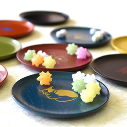 漆まめさら 京のお道具シリーズ 扇子　木製漆塗り 漆器の豆皿 3枚目の画像
