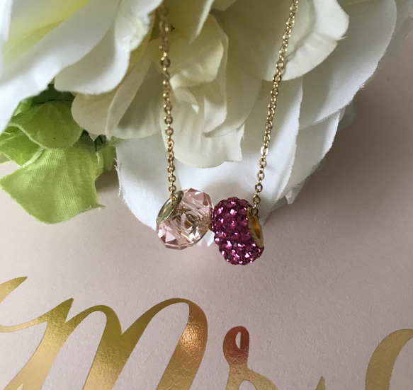 スワロスキー ハンドメイド ロンデルネックレス✴︎グルーデコ