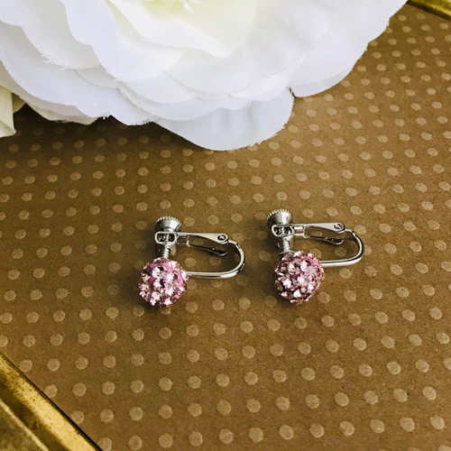 スワロフスキー ハンドメイド ハーフドームイヤリング✴︎グルーデコ 